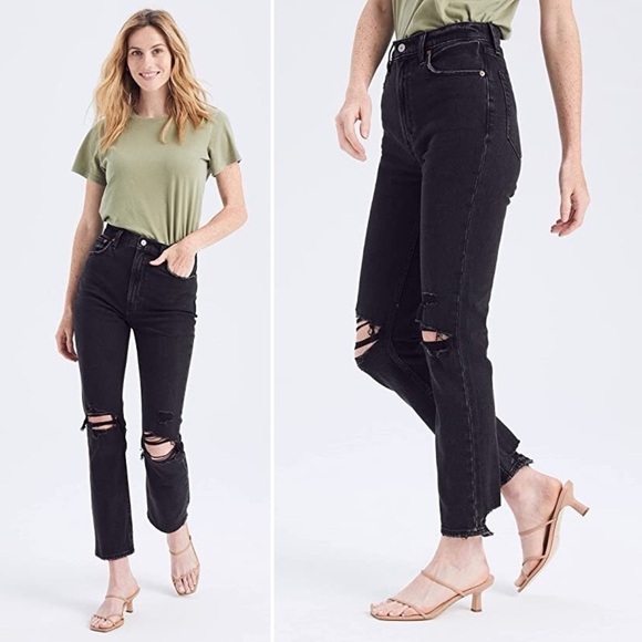 Abercrombie & Fitch Ankle Straight Ultra High Rise Jeans 28 6 black Curve Love - Picture 1 of 14